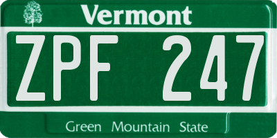 VT license plate ZPF247