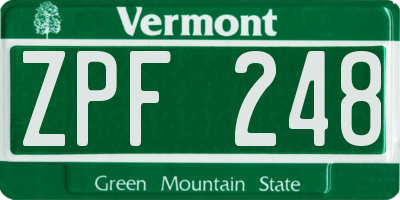 VT license plate ZPF248