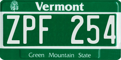 VT license plate ZPF254