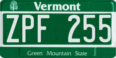 VT license plate ZPF255