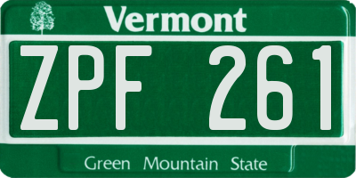VT license plate ZPF261