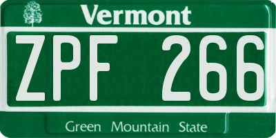 VT license plate ZPF266
