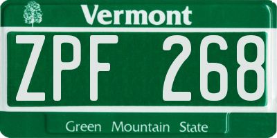 VT license plate ZPF268