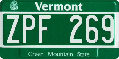 VT license plate ZPF269