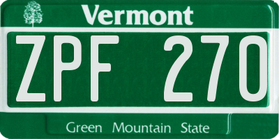 VT license plate ZPF270