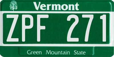 VT license plate ZPF271