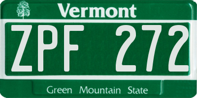 VT license plate ZPF272