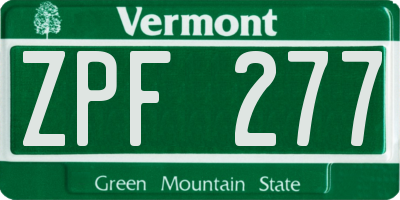 VT license plate ZPF277