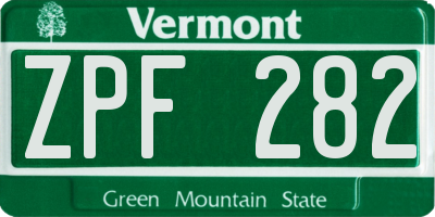VT license plate ZPF282