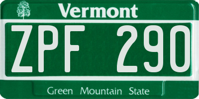 VT license plate ZPF290