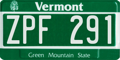 VT license plate ZPF291