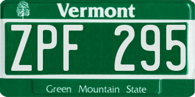 VT license plate ZPF295