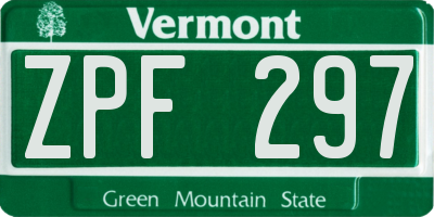 VT license plate ZPF297