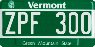 VT license plate ZPF300