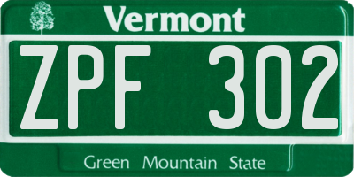 VT license plate ZPF302