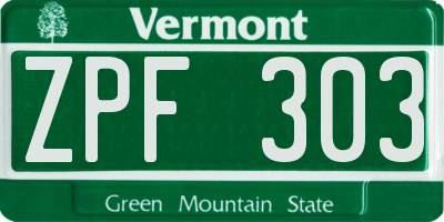 VT license plate ZPF303