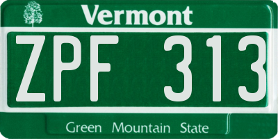 VT license plate ZPF313