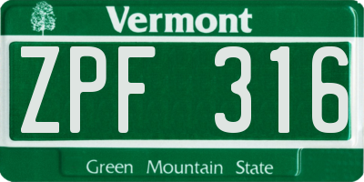 VT license plate ZPF316