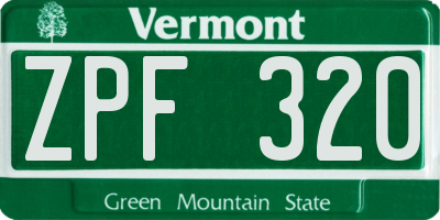 VT license plate ZPF320