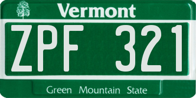 VT license plate ZPF321