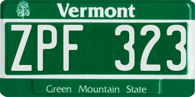 VT license plate ZPF323