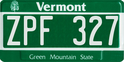VT license plate ZPF327