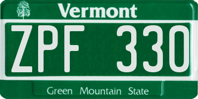 VT license plate ZPF330