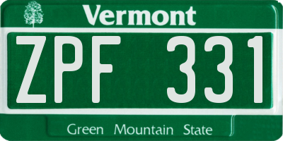 VT license plate ZPF331