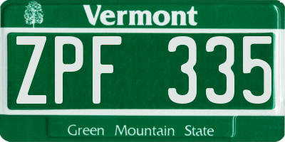 VT license plate ZPF335