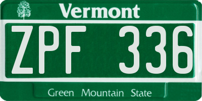 VT license plate ZPF336