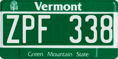 VT license plate ZPF338