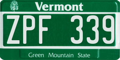 VT license plate ZPF339