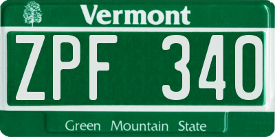 VT license plate ZPF340