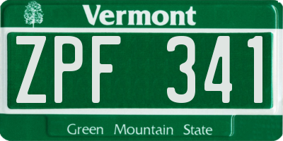 VT license plate ZPF341