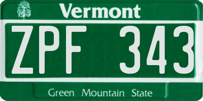 VT license plate ZPF343