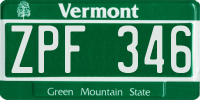 VT license plate ZPF346