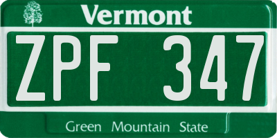 VT license plate ZPF347