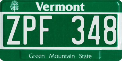 VT license plate ZPF348