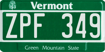 VT license plate ZPF349
