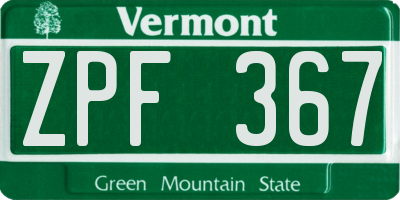 VT license plate ZPF367