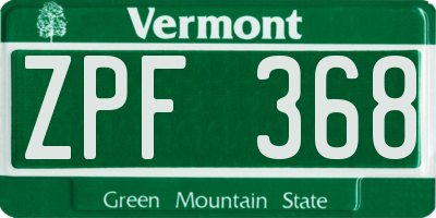 VT license plate ZPF368