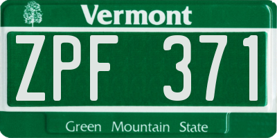 VT license plate ZPF371