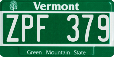 VT license plate ZPF379