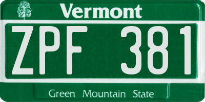VT license plate ZPF381