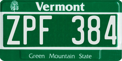 VT license plate ZPF384