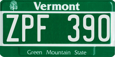 VT license plate ZPF390