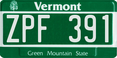 VT license plate ZPF391