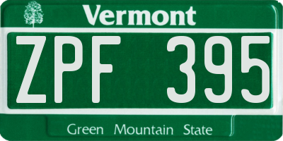VT license plate ZPF395