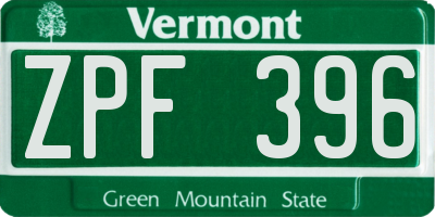 VT license plate ZPF396
