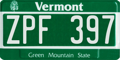 VT license plate ZPF397